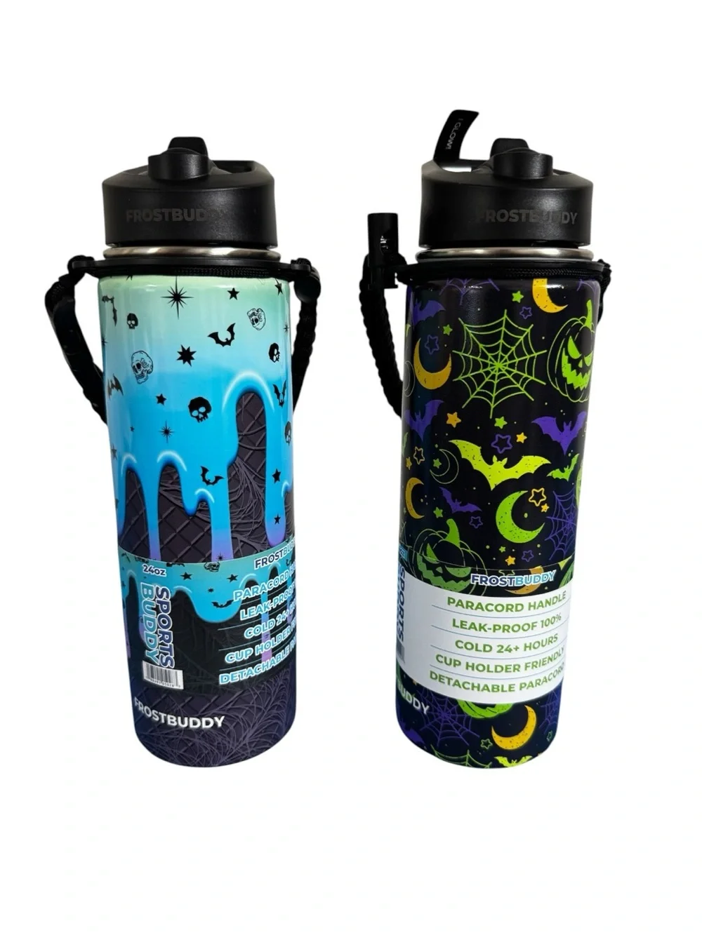 2 Viral FrostBuddy Glow In The Dark Halloween Water Bottles NWT